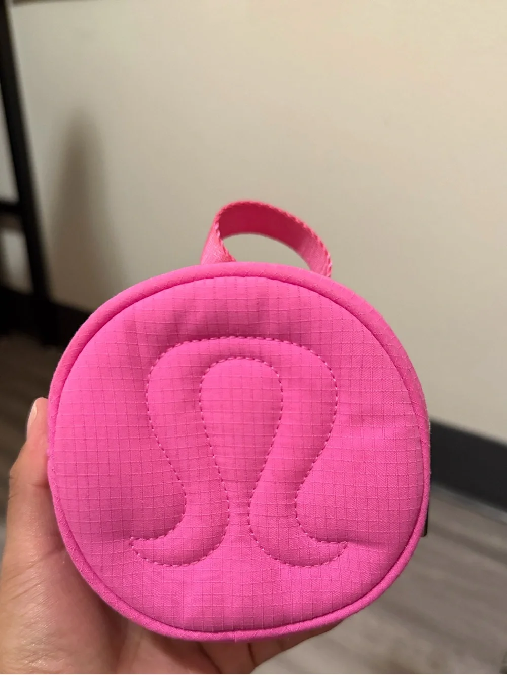 lululemon Hot Pink Quilted Round Logo Pouch